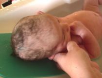Carter's first bath